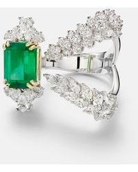 YEPREM - Anillo Reign Supreme De Oro Blanco De 18 Ct Con Esmeralda Y Diamantes - Lyst
