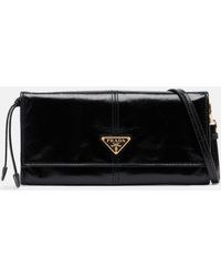 Prada - Logo Leather Pouch With Strap - Lyst