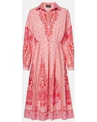 Etro - Printed Cotton-Blend Midi Dress - Lyst