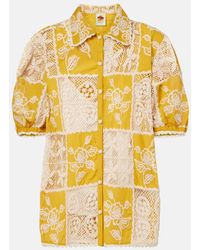 FARM Rio - Embroidered Lace-Trimmed Cotton Shirt - Lyst