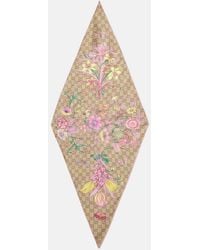 Gucci - Panuelo De Seda Floral Con Gg - Lyst