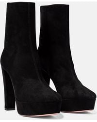 Aquazzura - Saint Honore 120 Suede Platform Ankle Boots - Lyst