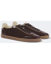 Brunello Cucinelli - Leather-Trimmed Suede Sneakers - Lyst
