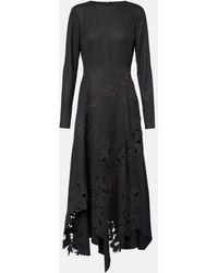Oscar de la Renta - Peony Asymmetric Wool Midi Dress - Lyst