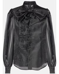 Noir Kei Ninomiya - Tie-Neck Satin Shirt - Lyst