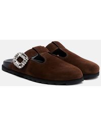 Roger Vivier - Slidy Viv' Suede Mules - Lyst