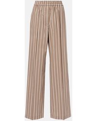Brunello Cucinelli - Striped Cotton-Blend Wide-Leg Pants - Lyst