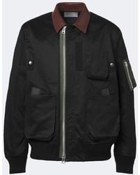 Sacai - Leather-Trimmed Cotton Blouson Jacket - Lyst