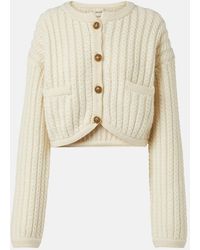 KHAITE - Cream Cashmere Blend Balser Cardigan - Lyst