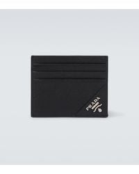 Prada - Triangle-Plaque Leather Card Holder - Lyst