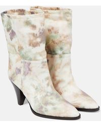 Isabel Marant - Rouxa Printed Canvas Ankle Boots - Lyst