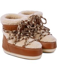 Chloé X Moon Boot Leather-trimmed Snow Boots - Brown