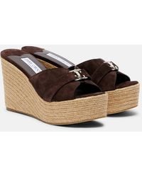 Jimmy Choo - Leda 100 Suede Espadrille Wedges - Lyst