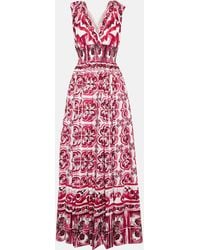 Dolce & Gabbana - Majolica Print Fla Maxi Dress - Women's - Cotton - Lyst
