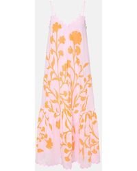Juliet Dunn - Vestido midi de algodon floral a capas - Lyst