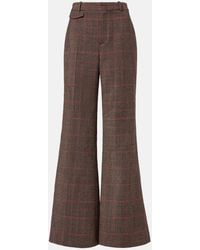 Chloé - Checked High-Rise Wool Flared Pants - Lyst