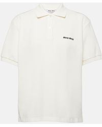 Miu Miu - Logo Cotton Pique Polo Shirt - Lyst