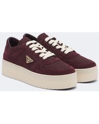 Prada - Downtown Bold Re-Nylon And Suede Sneakers - Lyst