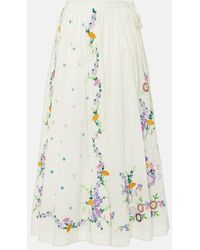 ALÉMAIS - Willa Embroidered Cotton Maxi Skirt - Lyst