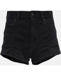 Mugler - Shorts di jeans a vita alta con pizzo - Lyst
