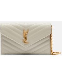 Saint Laurent - Cassandre Envelope Leather Wallet On Chain - Lyst