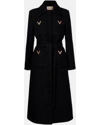 Valentino - Vgold Belted Wool And Silk Coat - Lyst