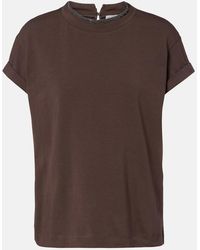 Brunello Cucinelli - Monili Cotton-Blend T-Shirt - Lyst