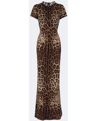 Dolce & Gabbana - Embellished Leopard-Print Silk-Blend Gown - Lyst