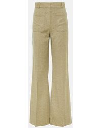 Victoria Beckham - High-rise Wool-blend Flared Pants - Lyst