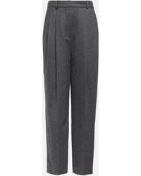Totême - Pleated Wool-blend Straight Pants - Lyst