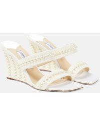 Jimmy Choo - Mules compensees de mariee Sacoria 85 a ornements - Lyst