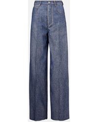 Bottega Veneta - Trompe L'Oil Wool And Cotton Wide-Leg Pants - Lyst