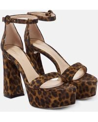 Gianvito Rossi - Leopard-print Suede Platform Sandals - Lyst
