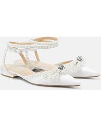 Mach & Mach - Double Bow Embellished Satin Ballet Flats - Lyst