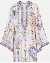 CAMILLA - Cutout Printed Linen Kaftan - Lyst
