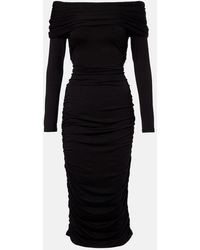 Veronica Beard - Tinette Ruched Off-Shoulder Midi Dress - Lyst