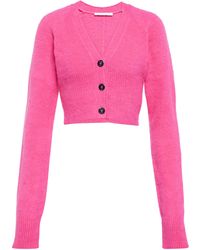 Damen Bekleidung Pullover und Strickwaren Strickjacken Helmut Lang Baumwolle Cropped-Cardigan aus einem Baumwollgemisch in Pink 