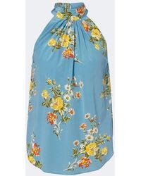 Veronica Beard - Kovi Floral Halterneck Silk-Blend Top - Lyst