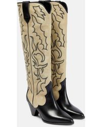 Isabel Marant - Leila Leather And Suede Cowboy Boots - Lyst