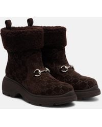 Gucci - Horsebit Gg Suede Ankle Boots - Lyst