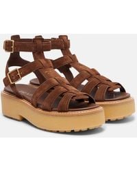 Prada - Sandales A Plateforme En Daim - Lyst