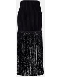 Alaïa - Fringed Ribbed-Knit Skirt - Lyst