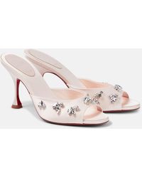 Christian Louboutin - Degraqueen 85 Embellished Crepe Mules - Lyst