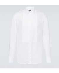 Giorgio Armani - Pleated Cotton Tuxedo Shirt - Lyst