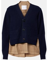 Sacai - Layered Wool-Blend Cardigan - Lyst