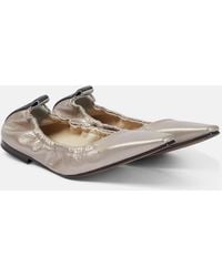 Brunello Cucinelli - Metallic Leather Ballet Flats - Lyst