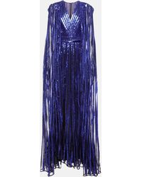 Elie Saab Sequined Embroidered Tulle Gown - Purple