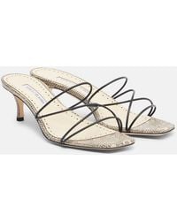Manolo Blahnik - Ninfe 50 Snake-Effect Leather Mules - Lyst
