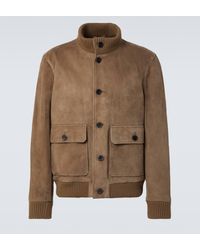 FRAME - Suede Bomber Jacket - Lyst