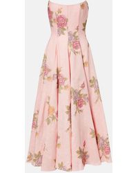 Markarian - Floral Linen Corset Dress - Lyst